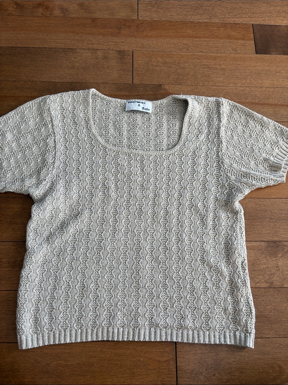 Cotton Cream Short-Sleeve Knit Top